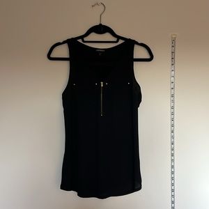 EXPRESS short sleeve quarter zipper black blouse in small